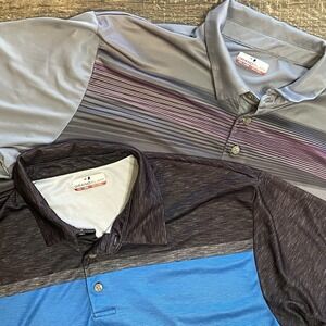 Grand Slam Polo Golf Shirt Lot XXL 2XL Men's Gray Teal Performance Short Sleeves